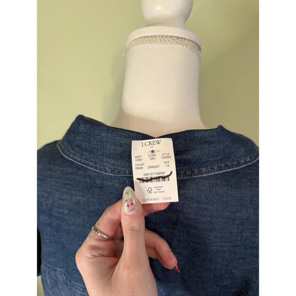 NWT! J.Crew Lace-up Denim Mini Dress Size 14 - Picture 5 of 7